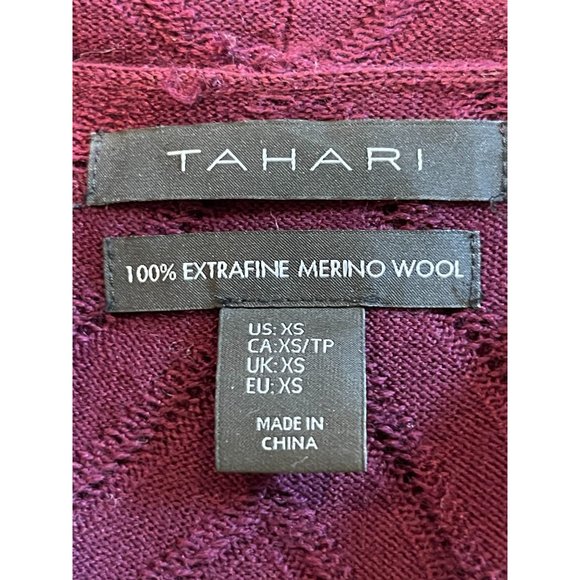 Tahari Womens Vintage 1980s Waterfall Cardigan Sweater 100%Merino Wool Purple XS - Picture 5 of 8